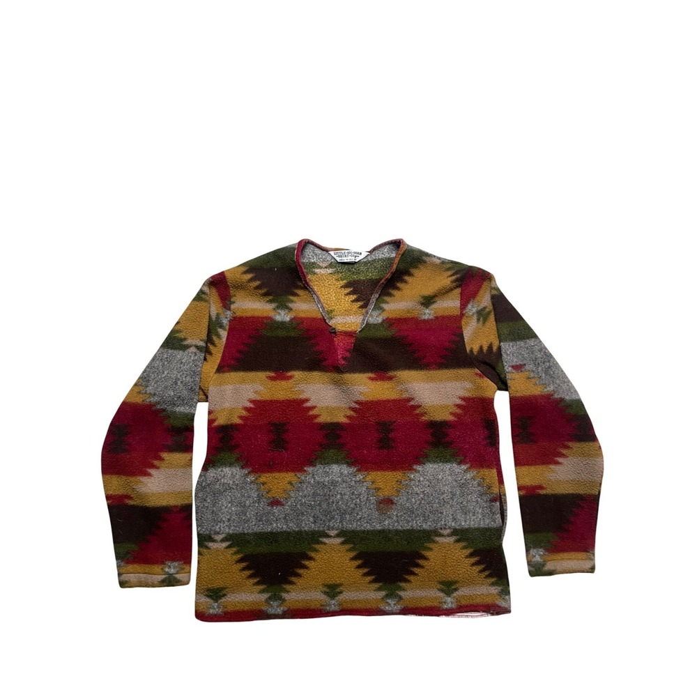 Little Big Horn Shirt Co Southwest Aztec Fleece Pullover‎ Long Sleeve Top Size M
